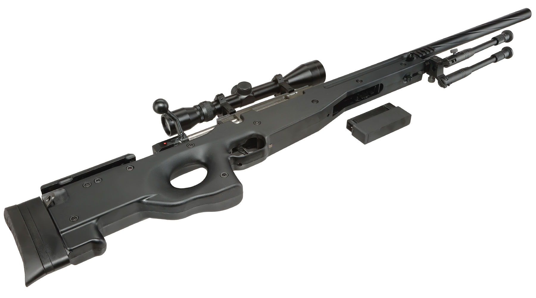 Well L96 Snipergewehr inkl. Zweibein / Zielfernrohr Springer 6mm BB schwarz - Spiral Barrel Edition Bild 6