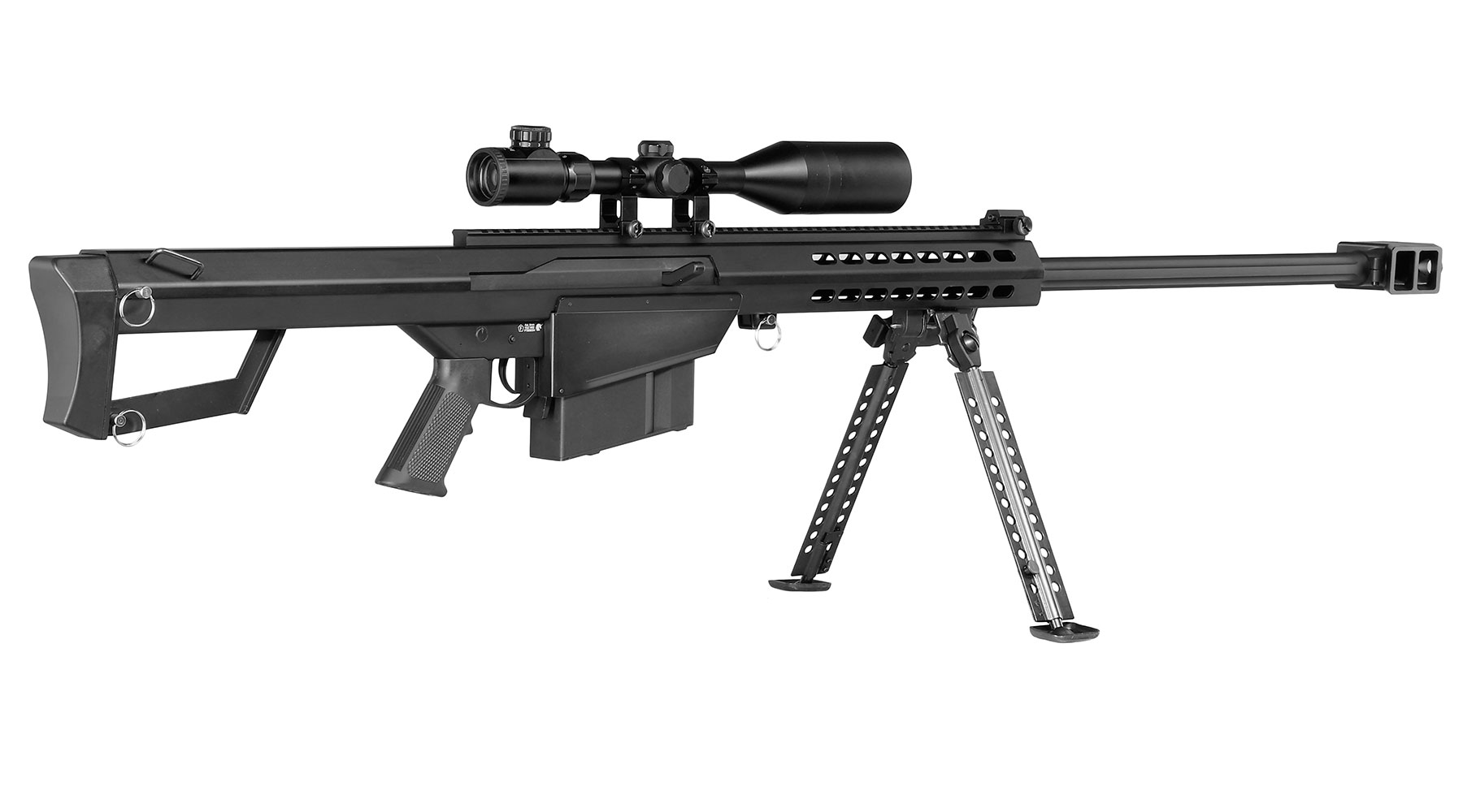Snow Wolf Barrett M82A1 Vollmetall Bolt-Action Snipergewehr Springer 6mm BB schwarz inkl. 3-9x50E Zielfernrohr Bild 3