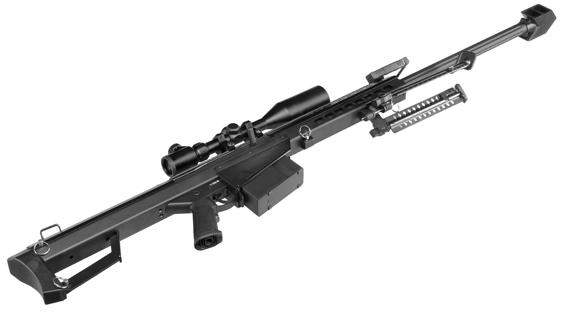 Snow Wolf Barrett M82A1 Vollmetall Bolt-Action Snipergewehr Springer 6mm BB schwarz inkl. 3-9x50E Zielfernrohr Bild 4