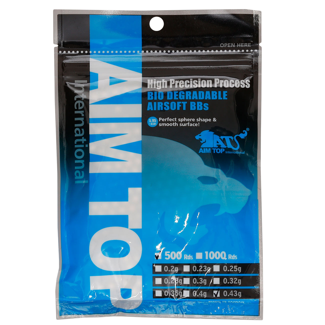 AIM Top High Precision BIO 0.43g 500er Beutel hellgrau