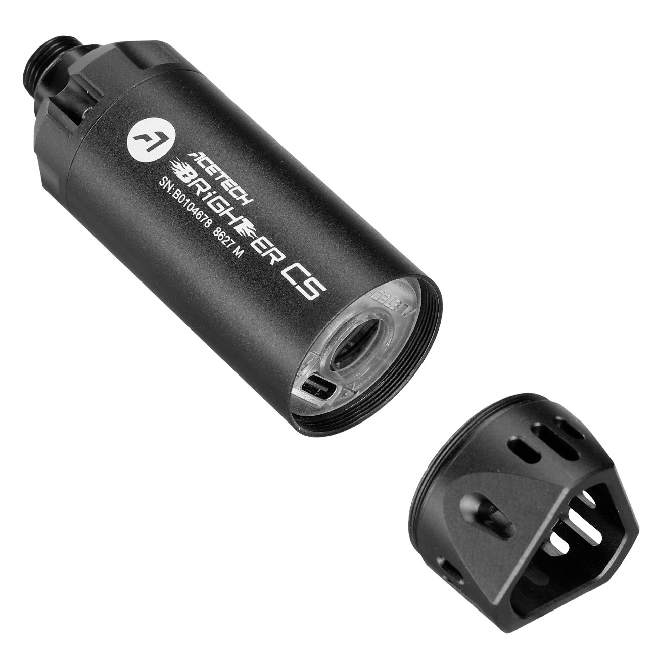 Acetech Brighter CS Aluminium Silencer Mini Tracer Unit inkl. LiPo Akku 11mm+ / 14mm- schwarz Bild 8
