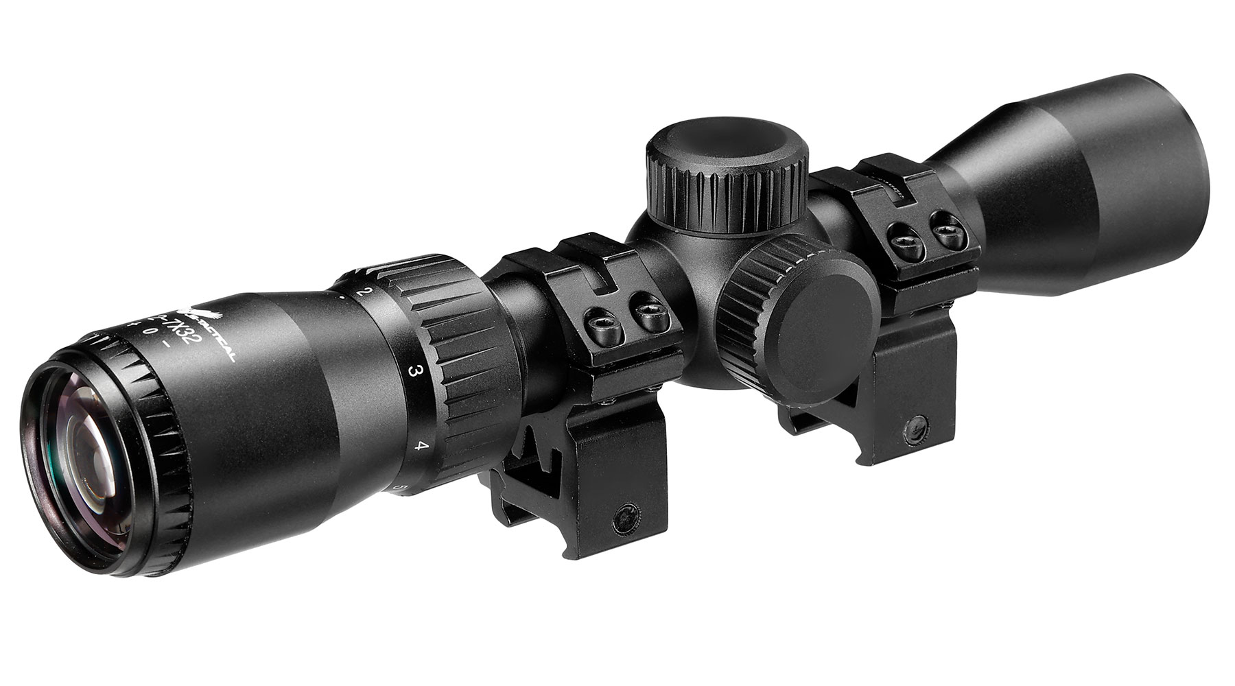 JS-Tactical 2-7x32 Long Eye Relief Zielfernrohr inkl. 20-22mm High-Mount Ringe schwarz Bild 2