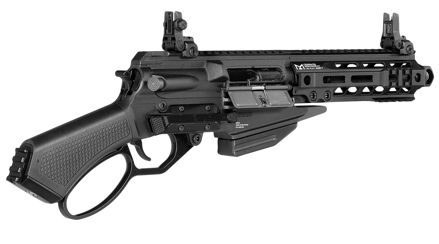G&G LevAR 7 Zoll Shorty-Rifle Gas Lever Action Vollmetall 6mm BB schwarz Bild 4