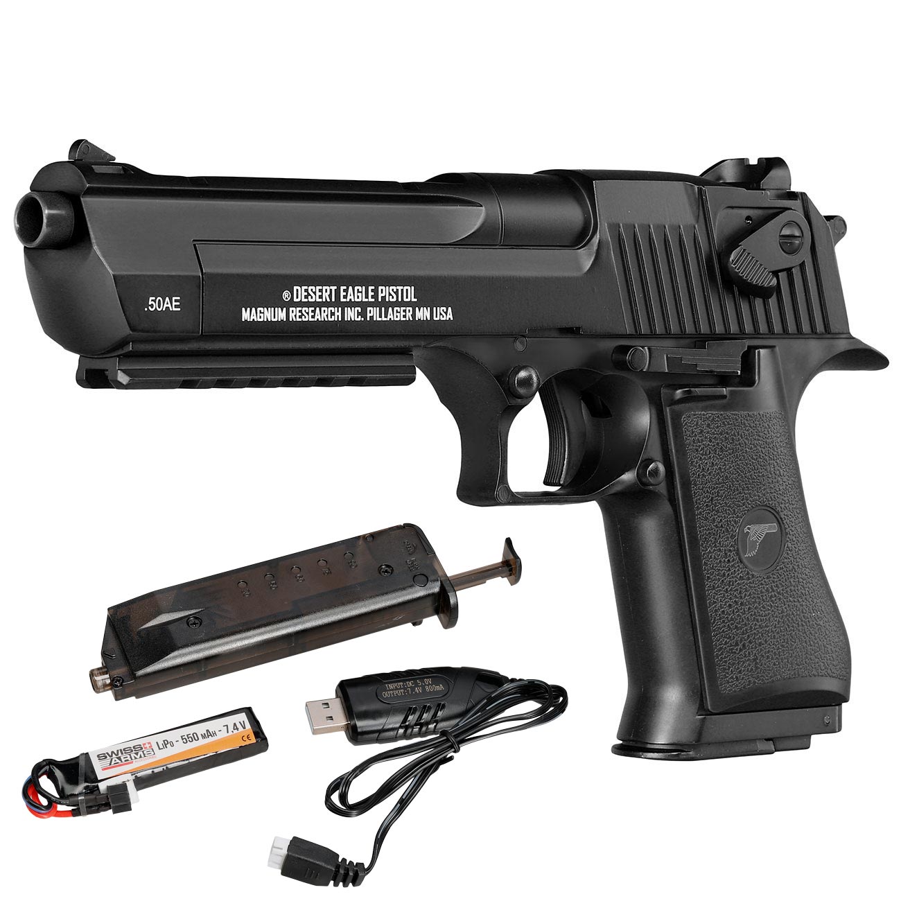 Cybergun Desert Eagle .50AE mit Metallschlitten Komplettset AEP 6mm BB schwarz - MosFet / LiPo Version