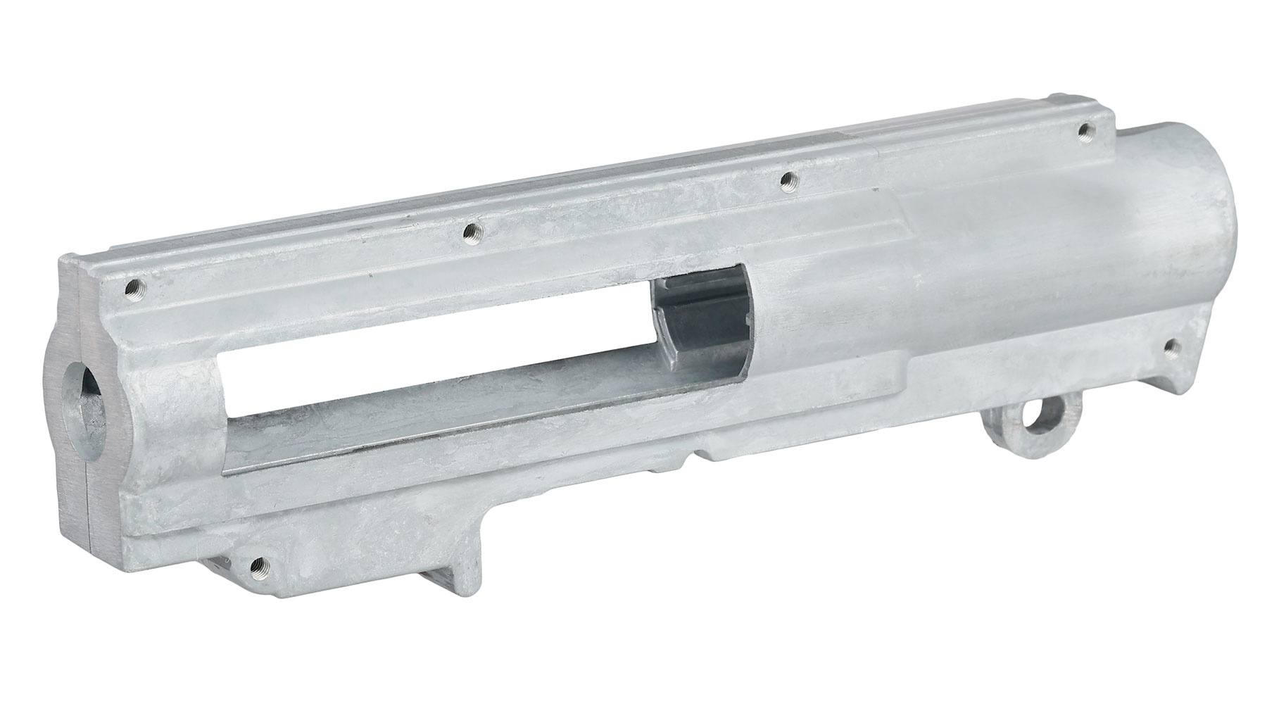 ICS M4 / M16 Split-Design Gearbox M120 komplett Standard Bore-Up Version oben silber MA-56 Bild 1
