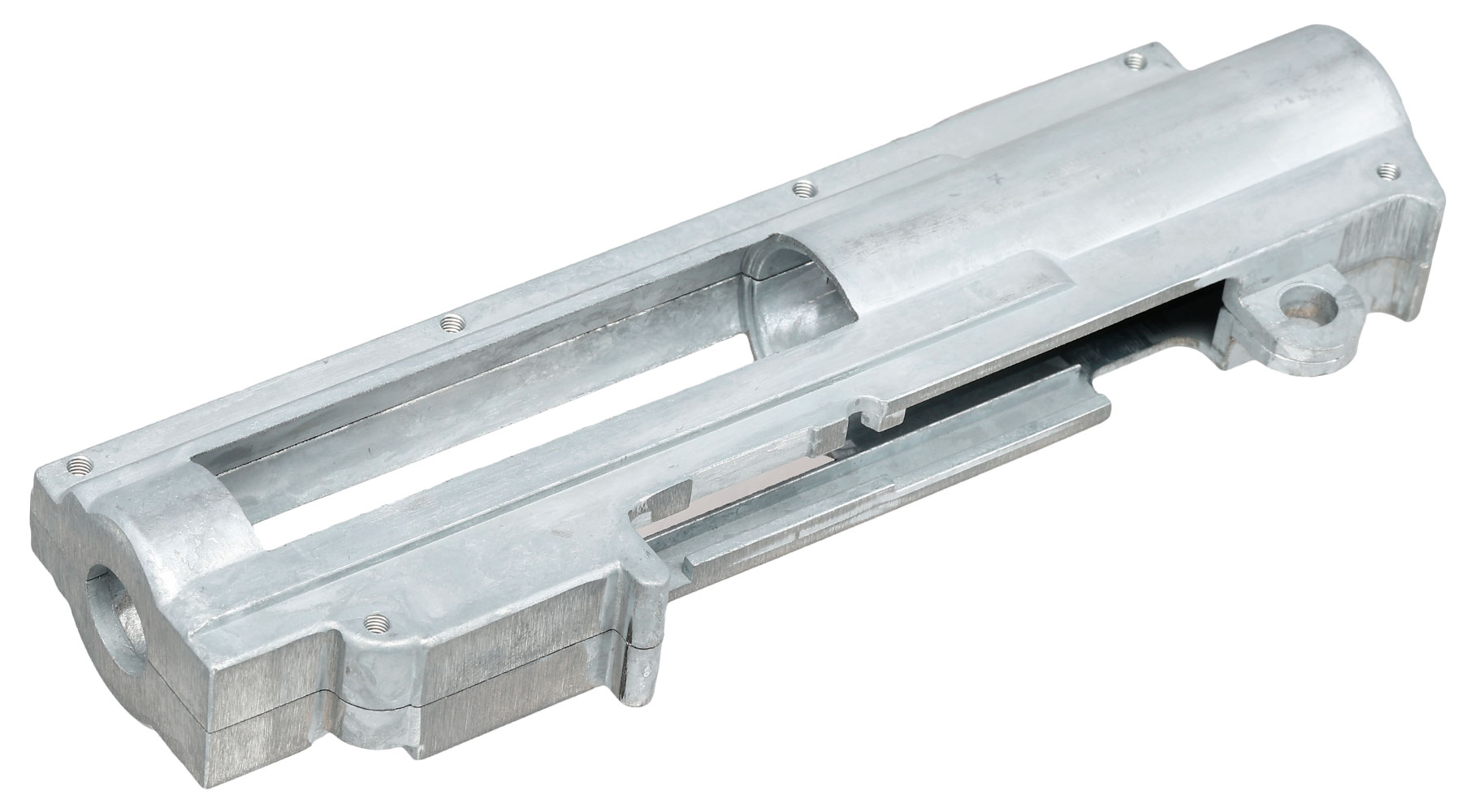 ICS M4 / M16 Split-Design Gearbox M120 komplett Standard Bore-Up Version oben silber MA-56 Bild 5