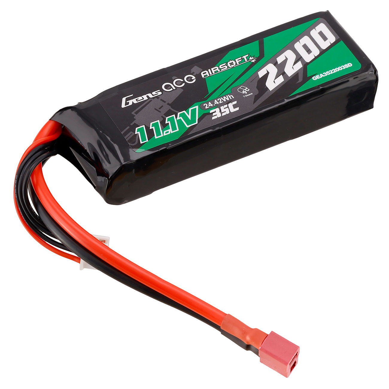 Gens Ace Airsoft LiPo Akku 11,1V 2200mAh 35C / 70C Small-Type m. T-Stecker Anschluss