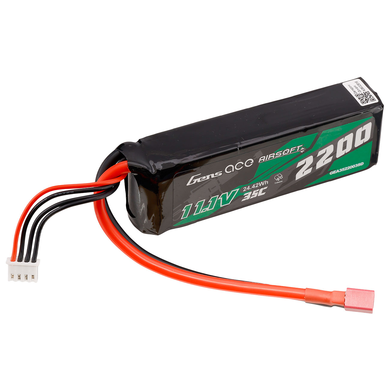 Gens Ace Airsoft LiPo Akku 11,1V 2200mAh 35C / 70C Small-Type m. T-Stecker Anschluss Bild 2