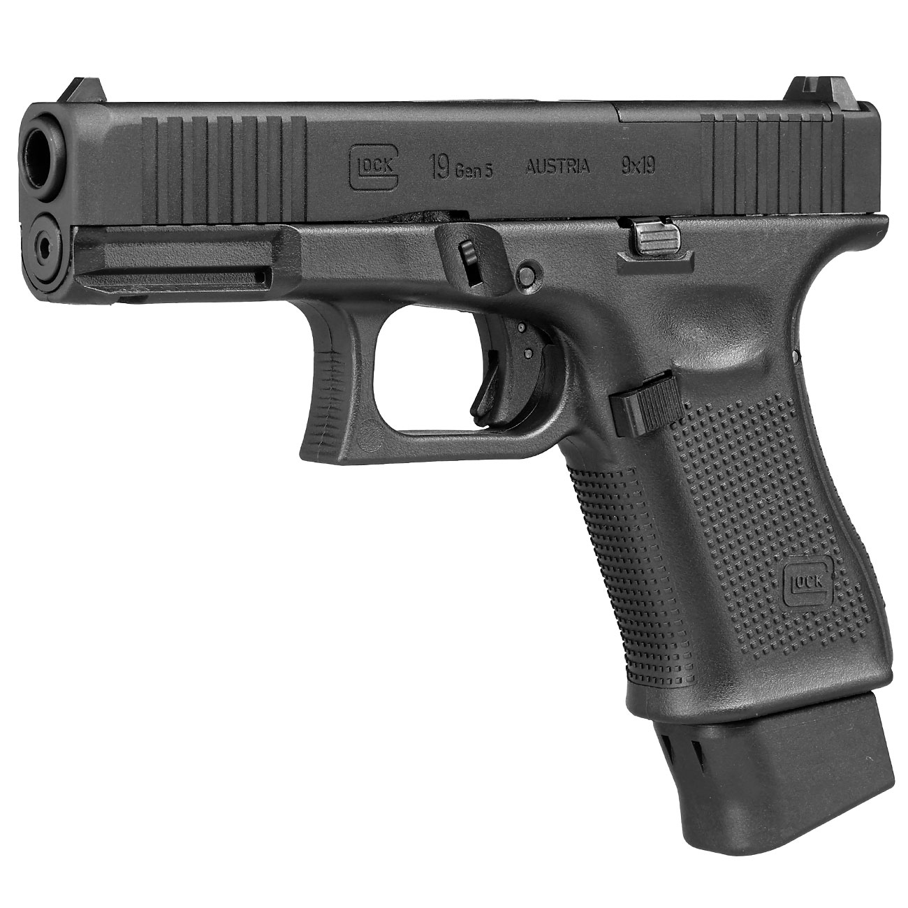 Glock 19 Gen. 5 MOS Airsoft mit Metallschlitten CO2 BlowBack 6mm BB schwarz