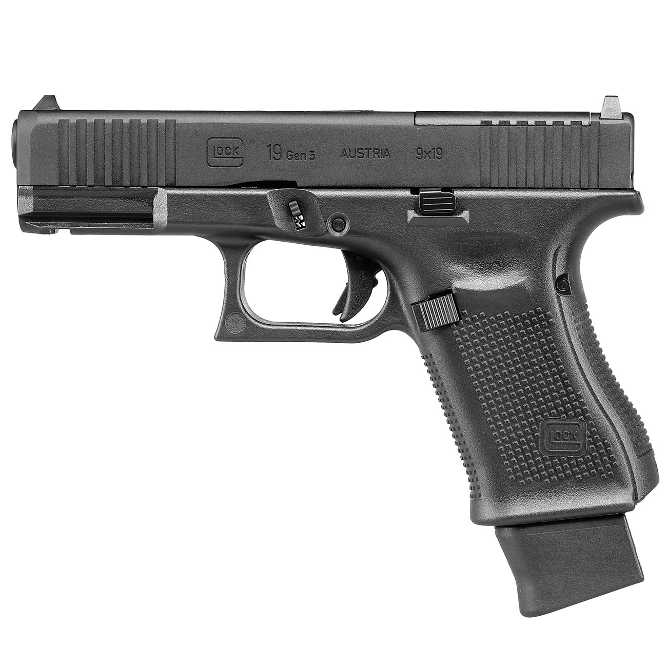 Glock 19 Gen. 5 MOS Airsoft mit Metallschlitten CO2 BlowBack 6mm BB schwarz Bild 1