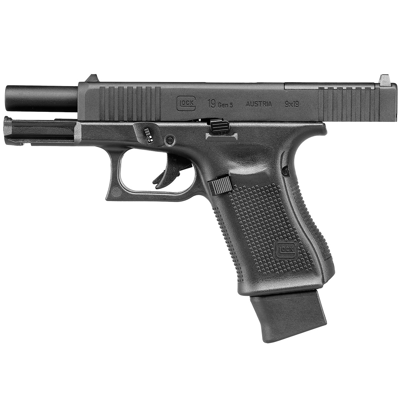 Glock 19 Gen. 5 MOS Airsoft mit Metallschlitten CO2 BlowBack 6mm BB schwarz Bild 2