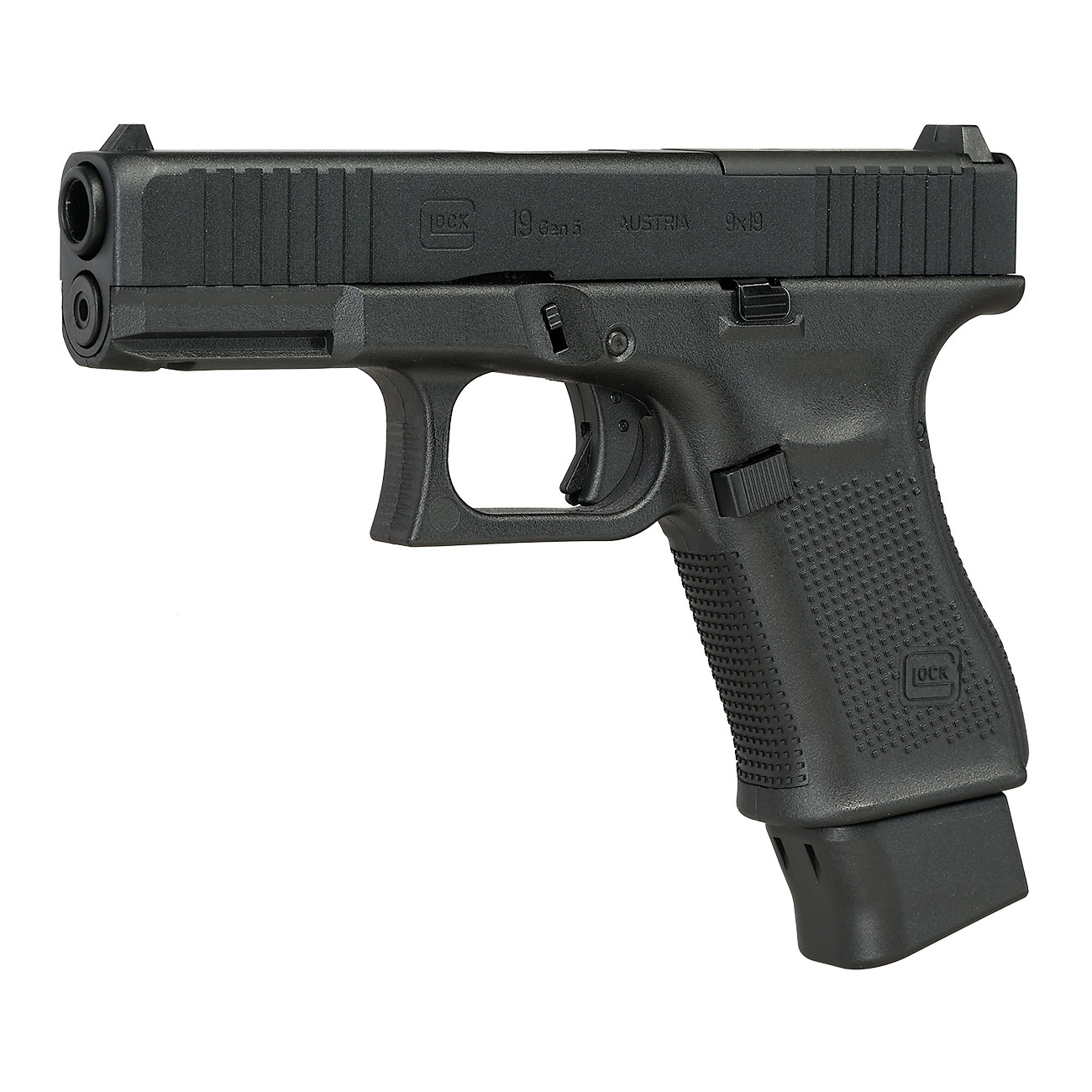 Glock 19 Gen. 5 MOS Airsoft mit Metallschlitten CO2 BlowBack 6mm BB schwarz