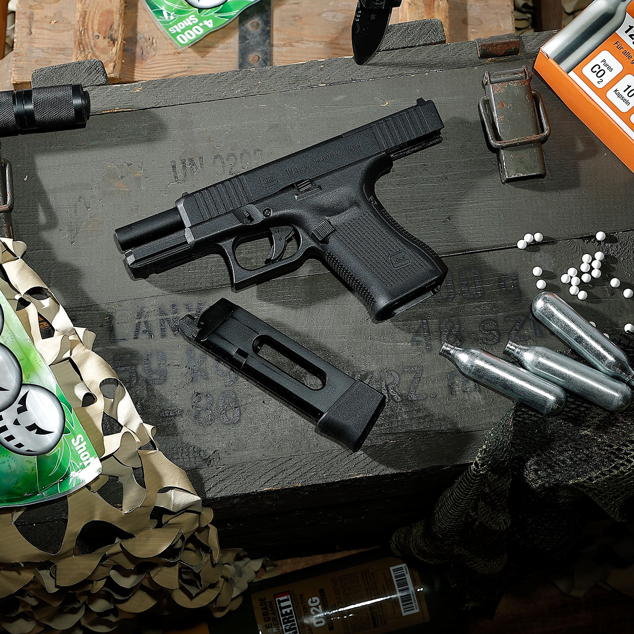 Glock 19 Gen. 5 MOS Airsoft mit Metallschlitten CO2 BlowBack 6mm BB schwarz Bild 1