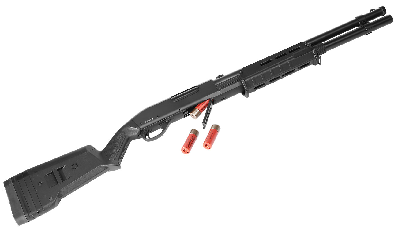 Cyma M870 MP-Style Shotgun Long-Type Tri-Barrel Vollmetall Springer 6mm BB schwarz Bild 5