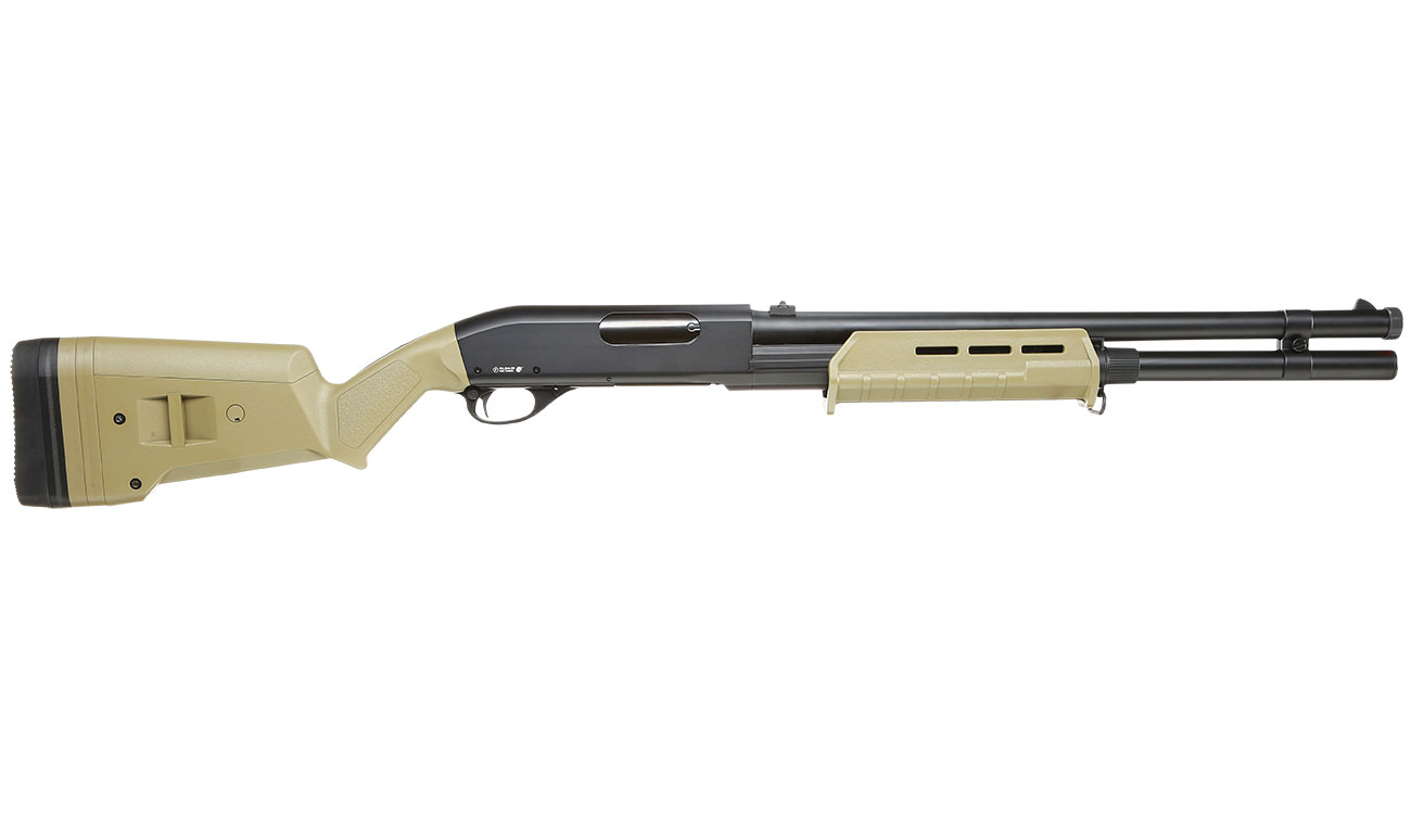 Cyma M870 MP-Style Shotgun Long-Type Tri-Barrel Vollmetall Springer 6mm BB Dark Earth Bild 2