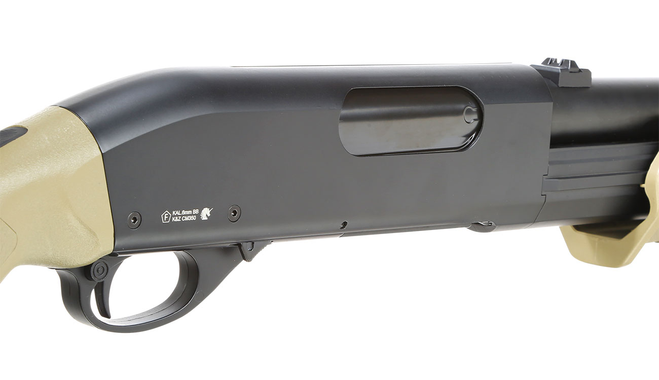 Cyma M870 MP-Style Shotgun Long-Type Tri-Barrel Vollmetall Springer 6mm BB Dark Earth Bild 8