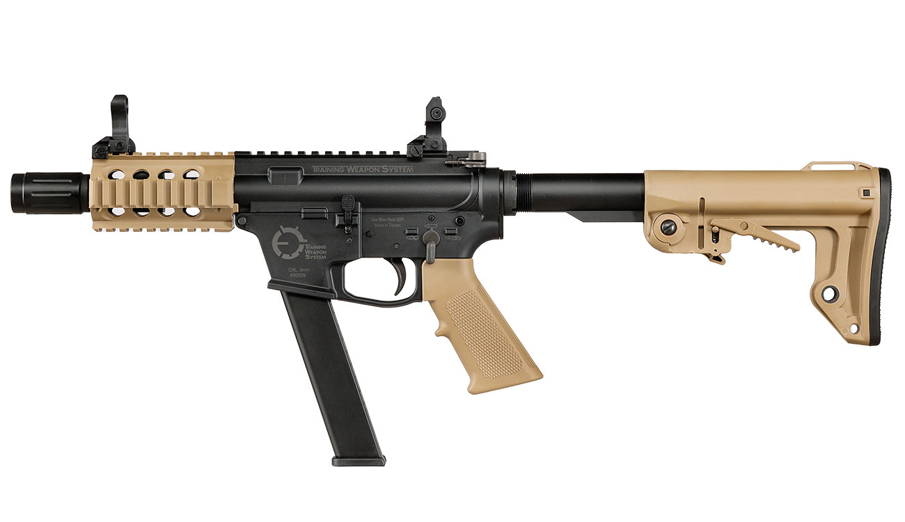 King Arms TWS 9mm SBR Lite Polymergehuse Gas-Blow-Back 6mm BB Dualtone Bild 2