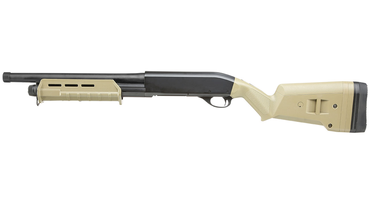 Cyma M870 MP-Style Shotgun Medium-Type Tri-Barrel Vollmetall Springer 6mm BB Dark Earth Bild 1