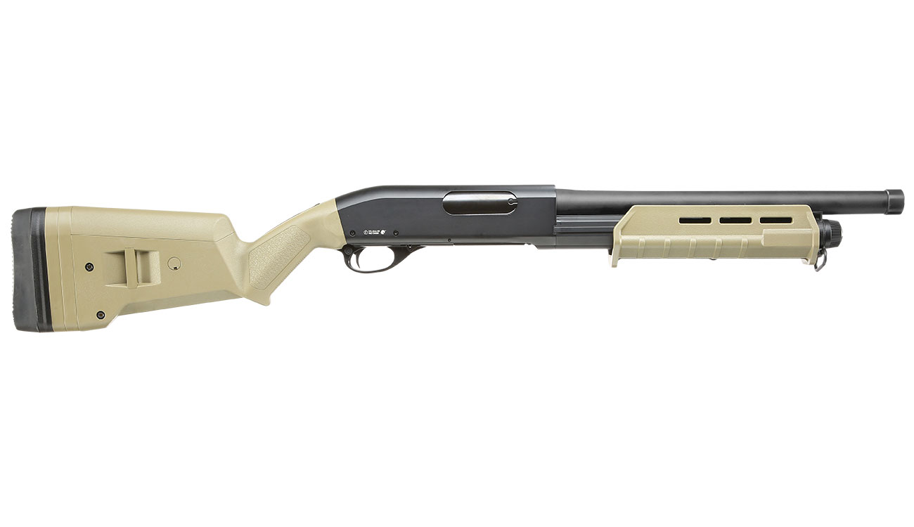 Cyma M870 MP-Style Shotgun Medium-Type Tri-Barrel Vollmetall Springer 6mm BB Dark Earth Bild 2