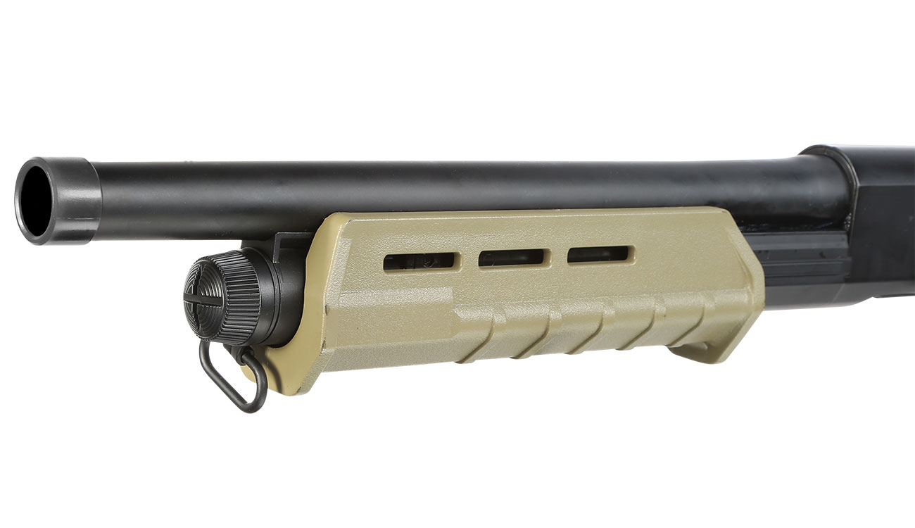 Cyma M870 MP-Style Shotgun Medium-Type Tri-Barrel Vollmetall Springer 6mm BB Dark Earth Bild 6