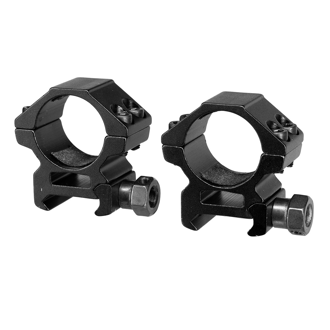 Double Bell Low Profile Rings fr 25,4 mm ZF f. 20 - 22 mm Schiene (2 Stck) schwarz
