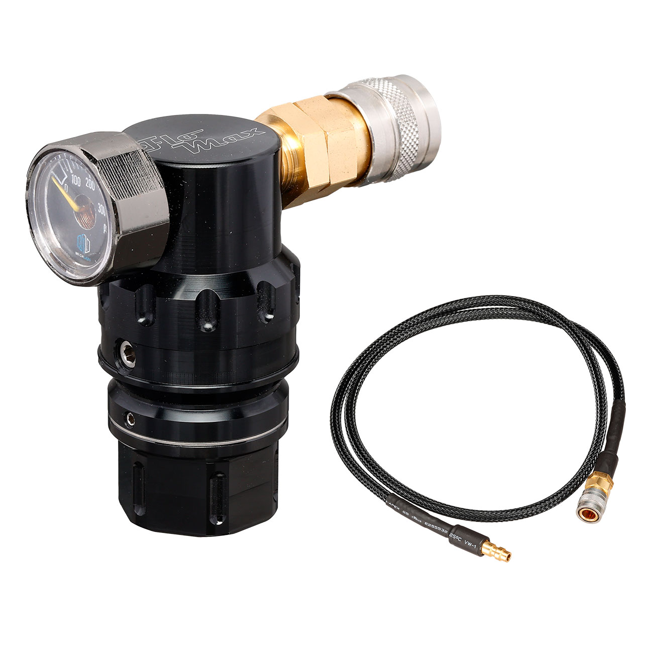 MechLabs Flo Max HPA Regulator schwarz inkl. 39 Zoll Braided Remote-Line schwarz - US-Version