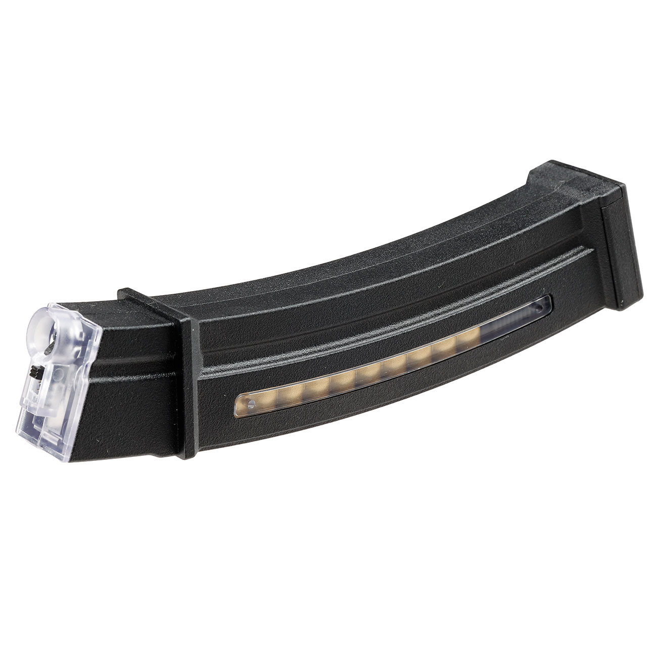 Cyma MP5 Polymer-Magazin Mid-Cap 130 Schuss schwarz mit Deko Patronen