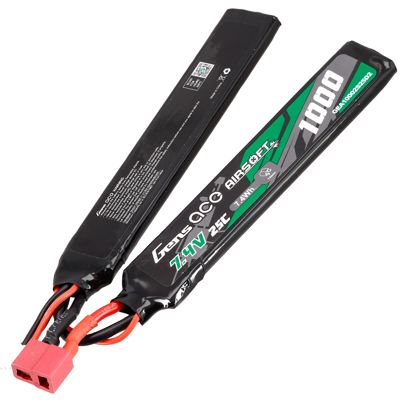 Gens Ace Airsoft LiPo Akku 7,4V 1000mAh 25C / 80C Small Two-Panel Type m. T-Stecker Anschluss