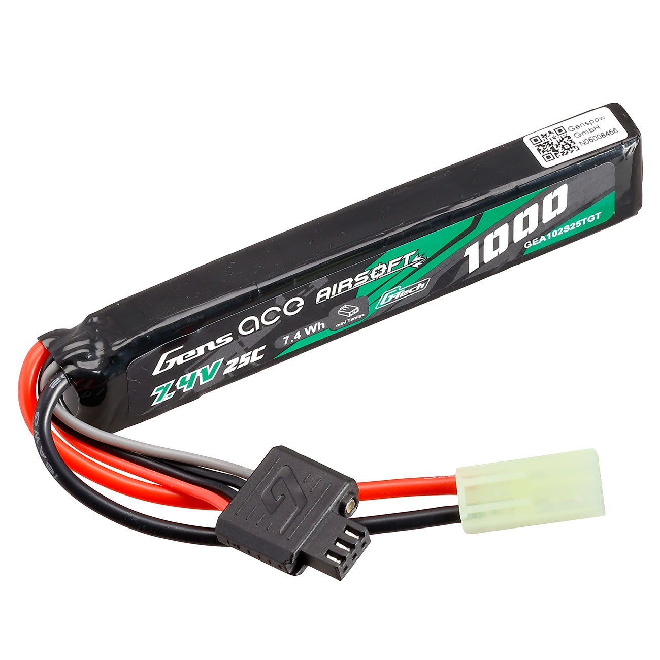 Gens Ace G-Tech Airsoft LiPo Akku 7,4V 1000mAh 25C / 80C Stock-Tube Type m. Mini-Tam Anschluss Bild 2
