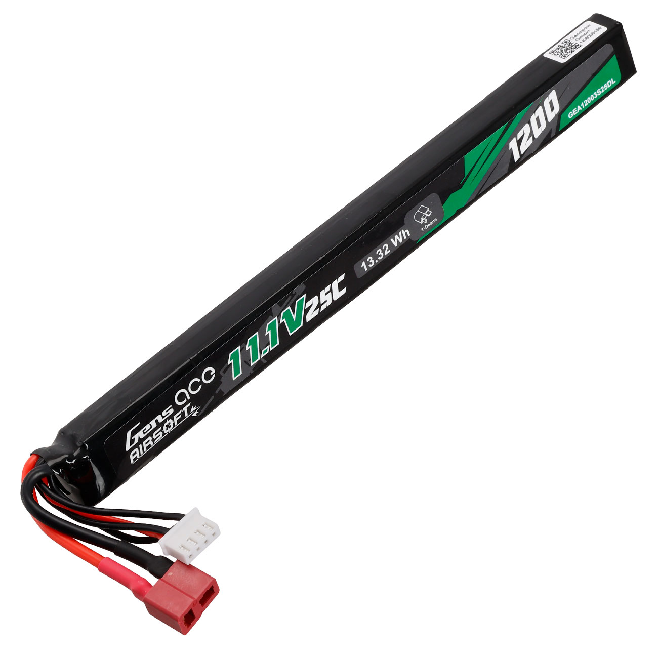 Gens Ace Airsoft LiPo Akku 11,1V 1200mAh 25C / 80C Stick-Type m. T-Stecker Anschluss Bild 2