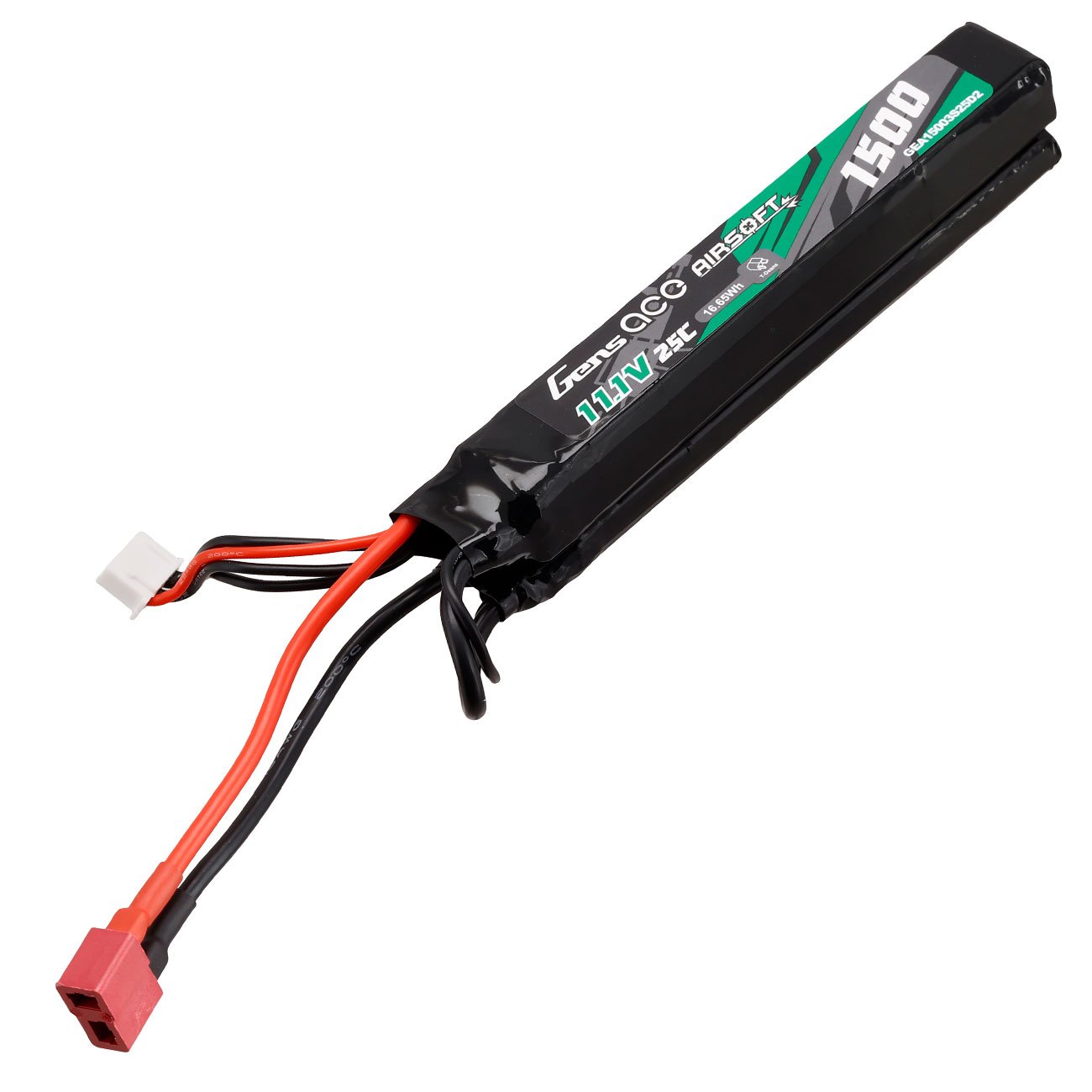 Gens Ace Airsoft LiPo Akku 11,1V 1500mAh 25C / 80C Small-Long Two-Panel Type m. T-Stecker Anschluss Bild 1