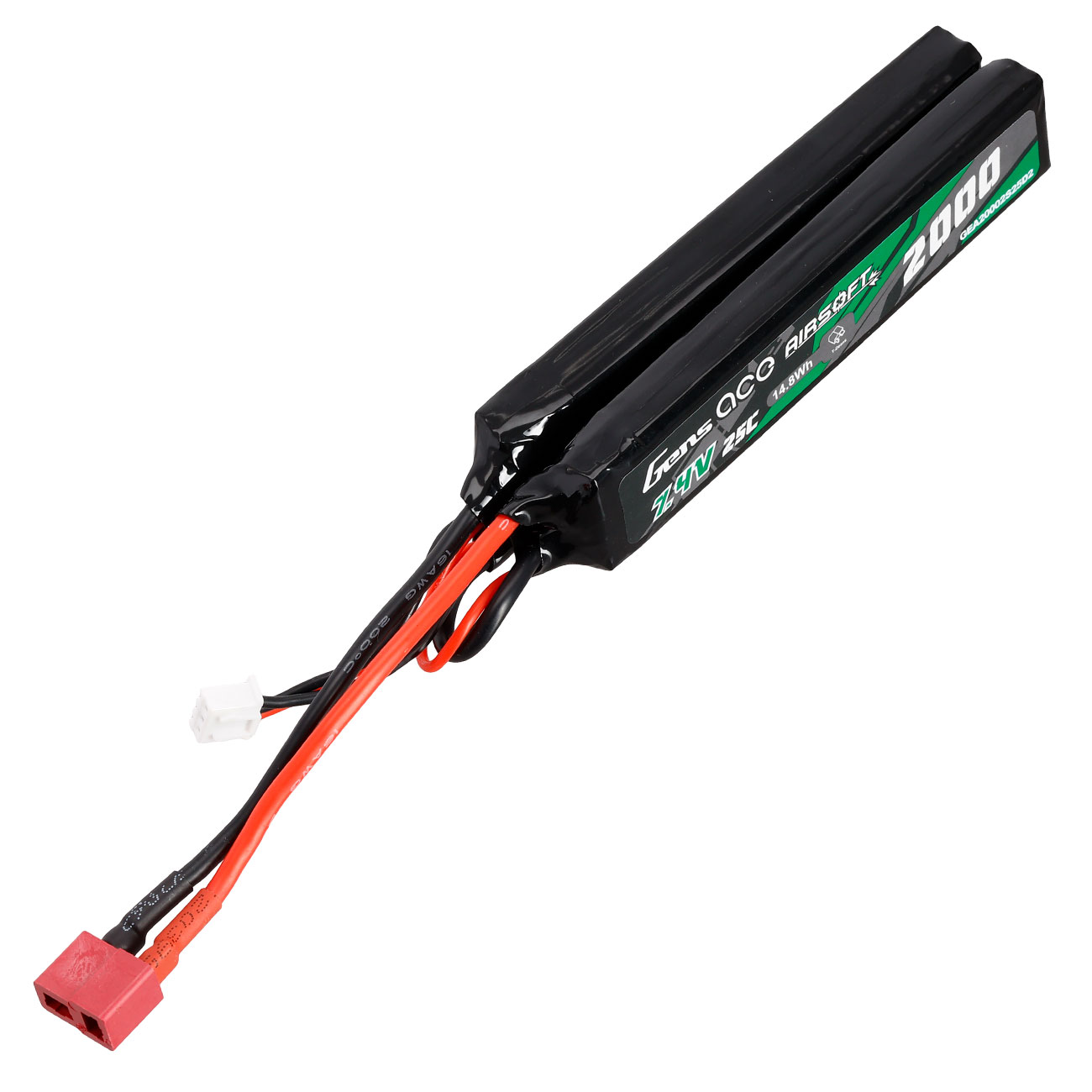 Gens Ace Airsoft LiPo Akku 7,4V 2000mAh 25C / 80C Small Two-Panel Type m. T-Stecker Anschluss Bild 2