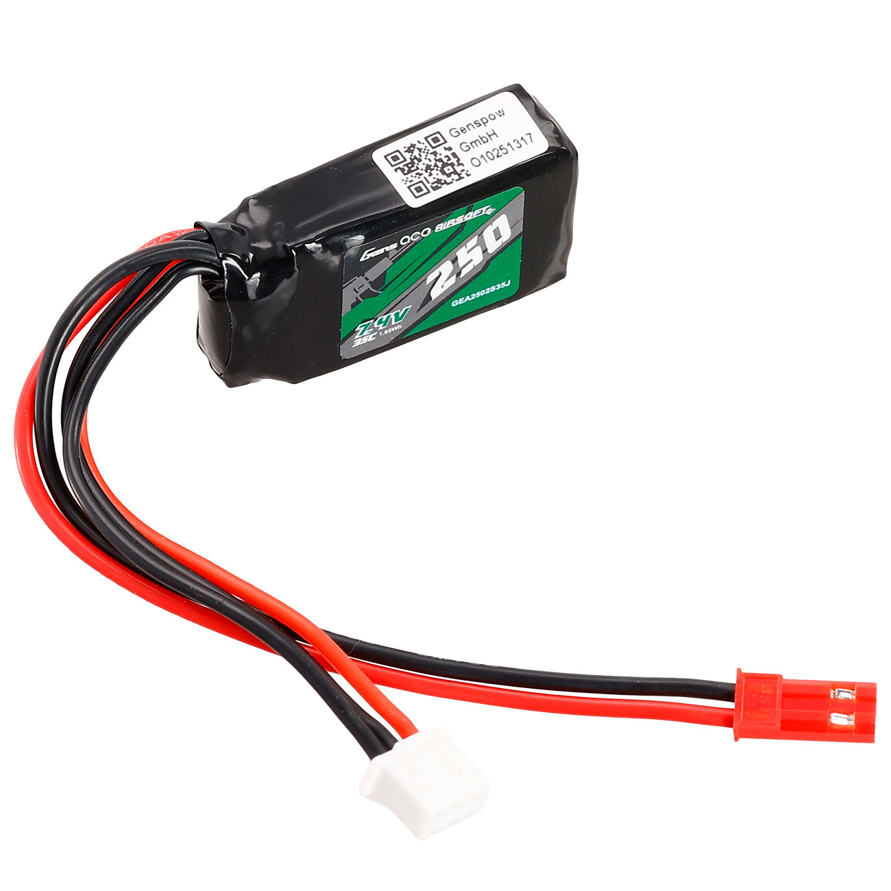 Gens Ace Airsoft LiPo Akku 7,4V 250mAh 35C / 70C f. Airsoftmodelle mit HPA-Systeme Bild 2