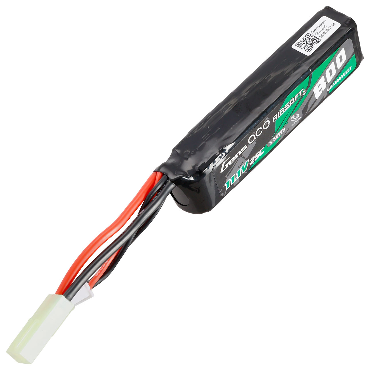 Gens Ace Airsoft LiPo Akku 11,1V 800mAh 25C / 80C Short Stock-Tube Type m. Mini-Tam Anschluss Bild 2