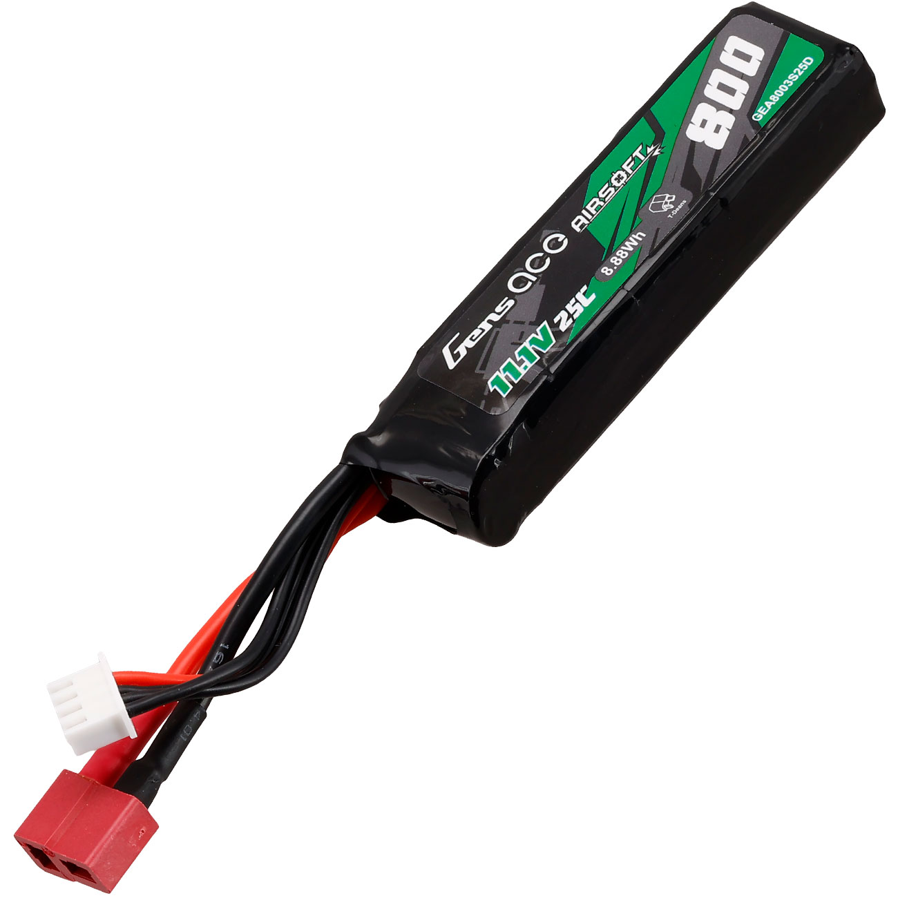Gens Ace Airsoft LiPo Akku 11,1V 800mAh 25C / 80C Short Stock-Tube Type m. T-Stecker Anschluss Bild 1