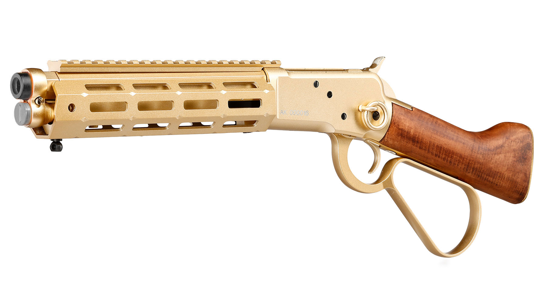 A&K M1873R Short LOCK Unterhebelrepetiergewehr Gas-Bolt-Action 6mm BB gold - Echtholz Version
