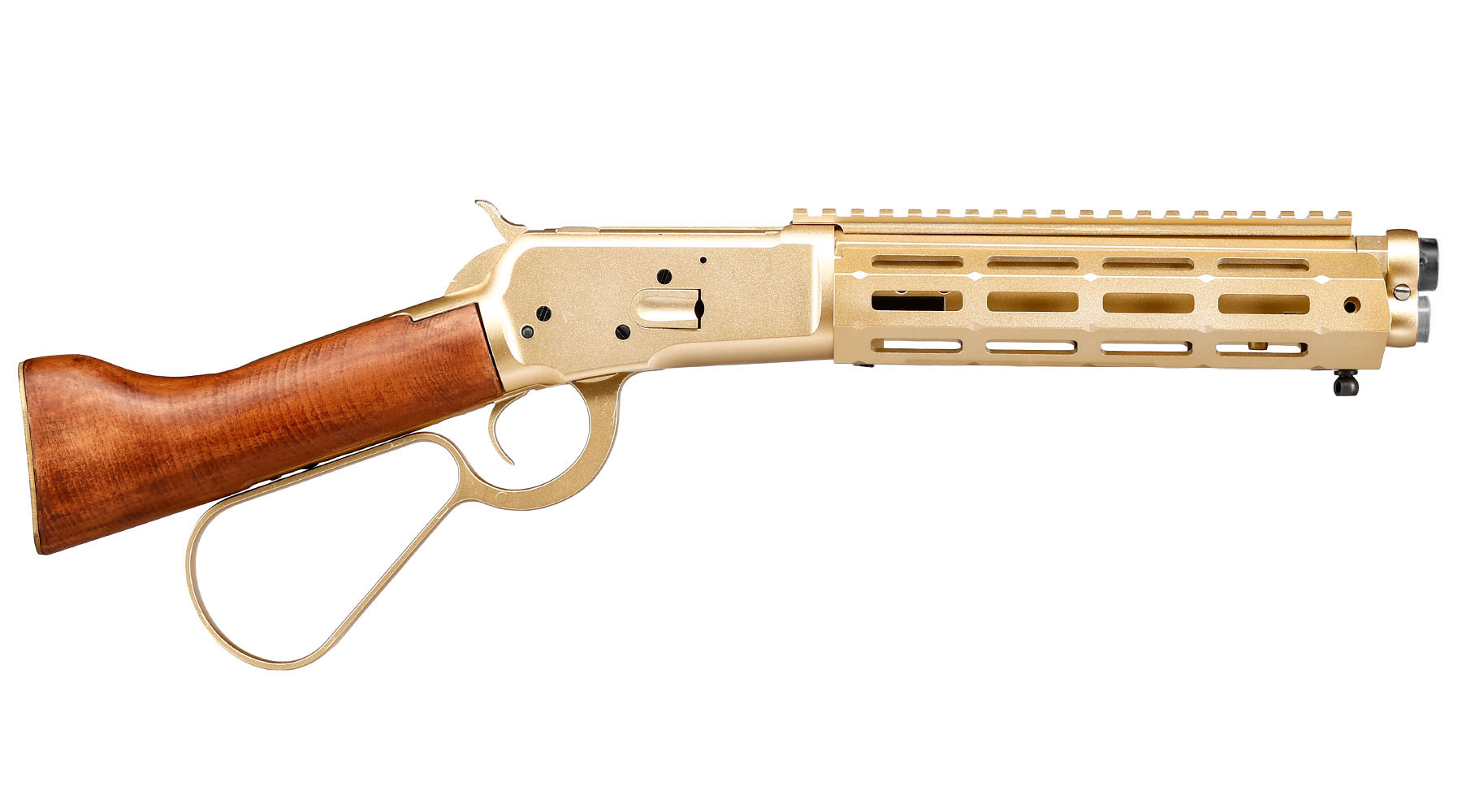 A&K M1873R Short LOCK Unterhebelrepetiergewehr Gas-Bolt-Action 6mm BB gold - Echtholz Version Bild 2