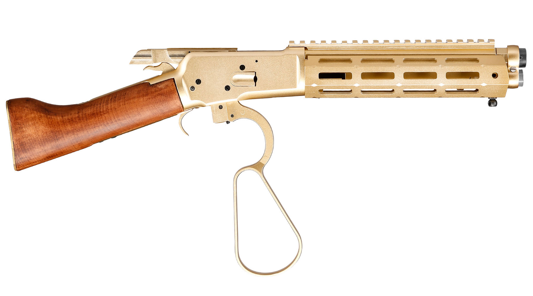 A&K M1873R Short LOCK Unterhebelrepetiergewehr Gas-Bolt-Action 6mm BB gold - Echtholz Version Bild 3