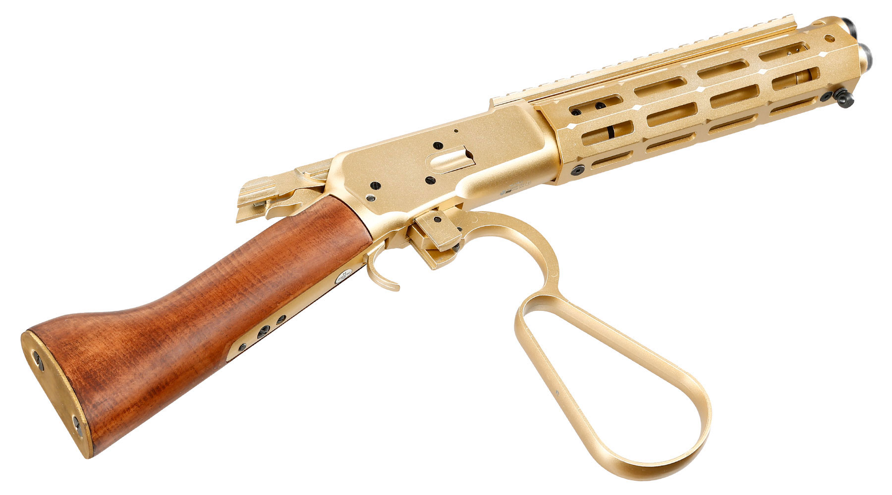 A&K M1873R Short LOCK Unterhebelrepetiergewehr Gas-Bolt-Action 6mm BB gold - Echtholz Version Bild 6