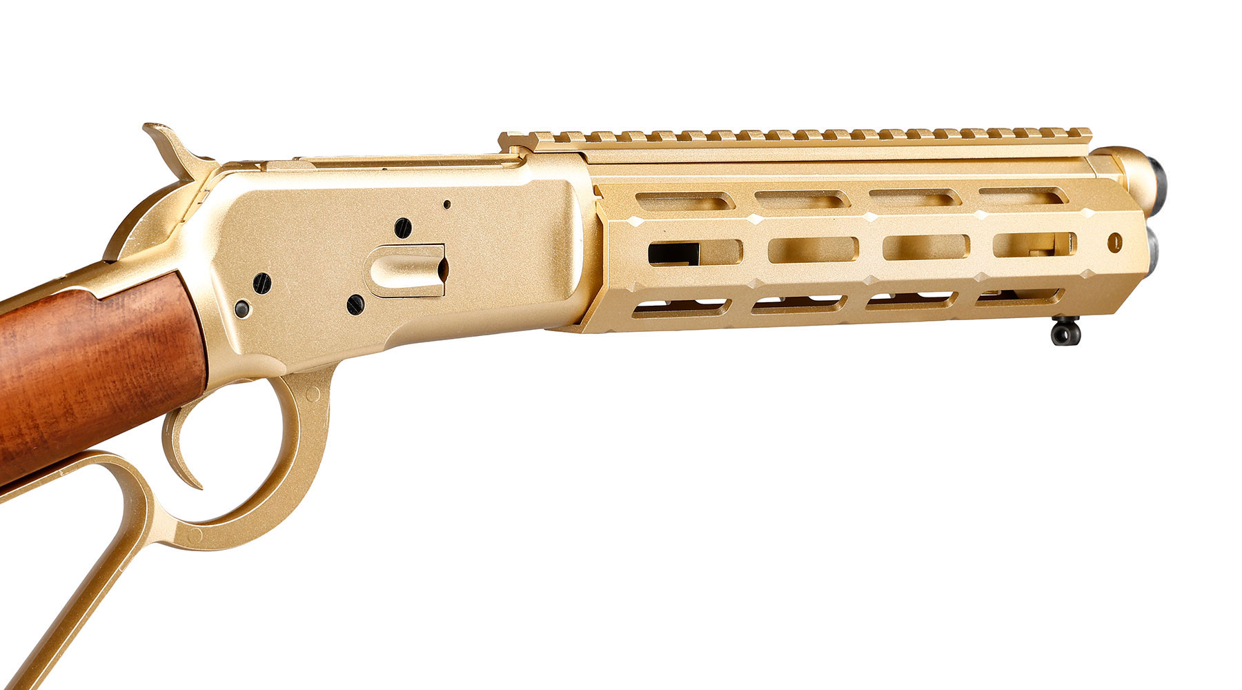 A&K M1873R Short LOCK Unterhebelrepetiergewehr Gas-Bolt-Action 6mm BB gold - Echtholz Version Bild 9