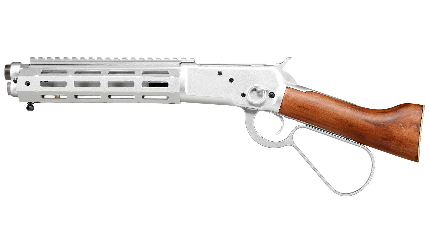 A&K M1873R Short LOCK Unterhebelrepetiergewehr Gas-Bolt-Action 6mm BB silber - Echtholz Version Bild 1