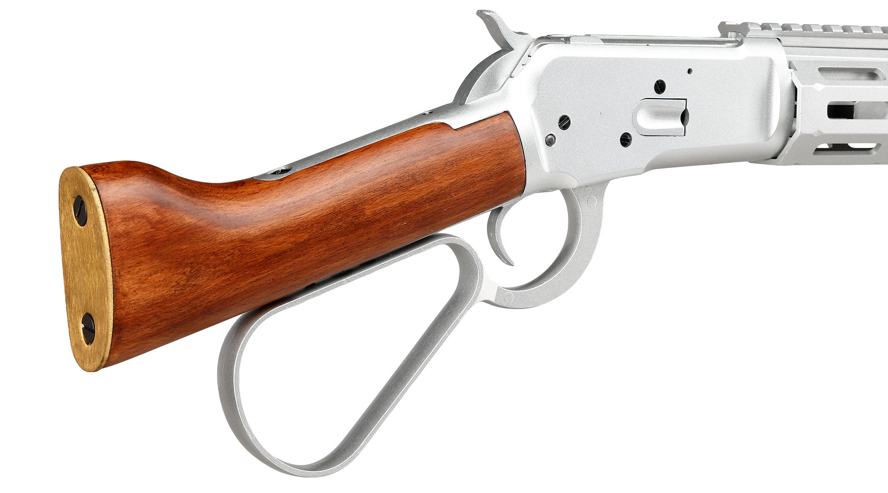 A&K M1873R Short LOCK Unterhebelrepetiergewehr Gas-Bolt-Action 6mm BB silber - Echtholz Version Bild 10