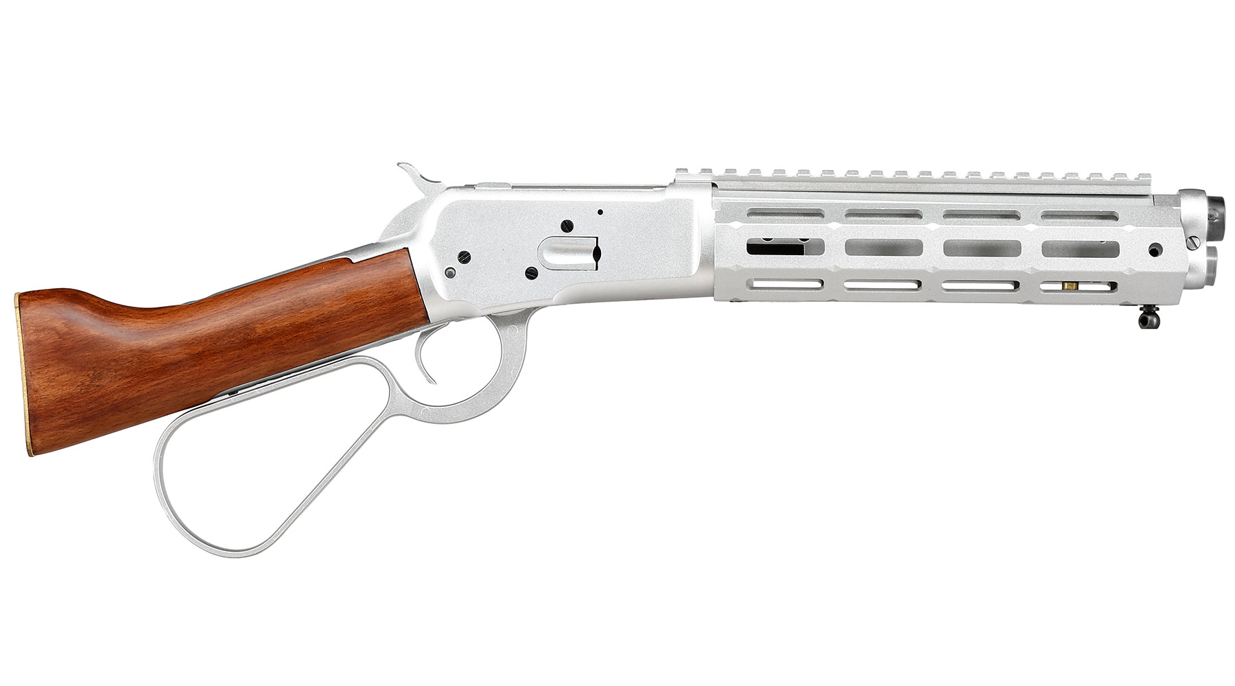 A&K M1873R Short LOCK Unterhebelrepetiergewehr Gas-Bolt-Action 6mm BB silber - Echtholz Version Bild 2
