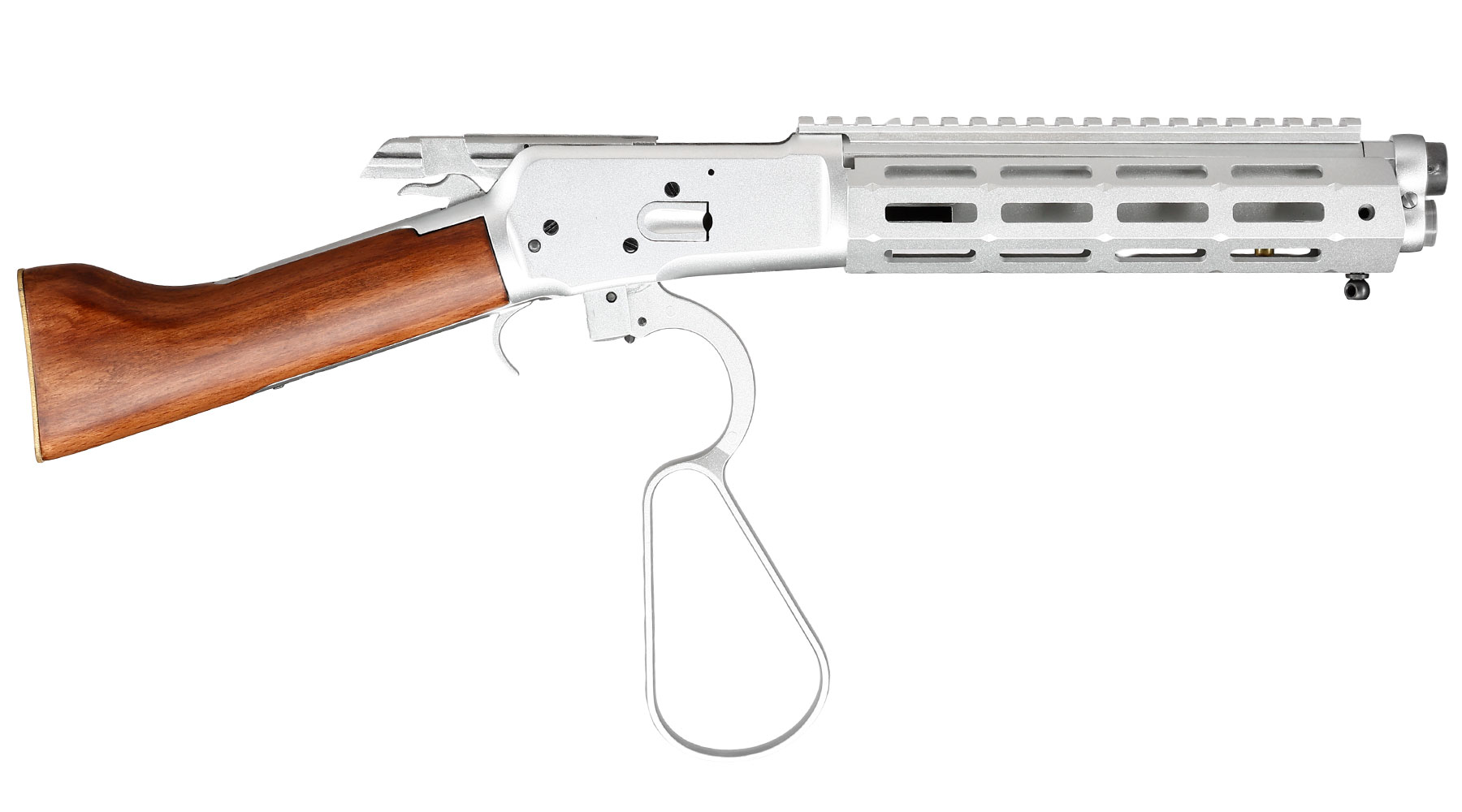 A&K M1873R Short LOCK Unterhebelrepetiergewehr Gas-Bolt-Action 6mm BB silber - Echtholz Version Bild 3