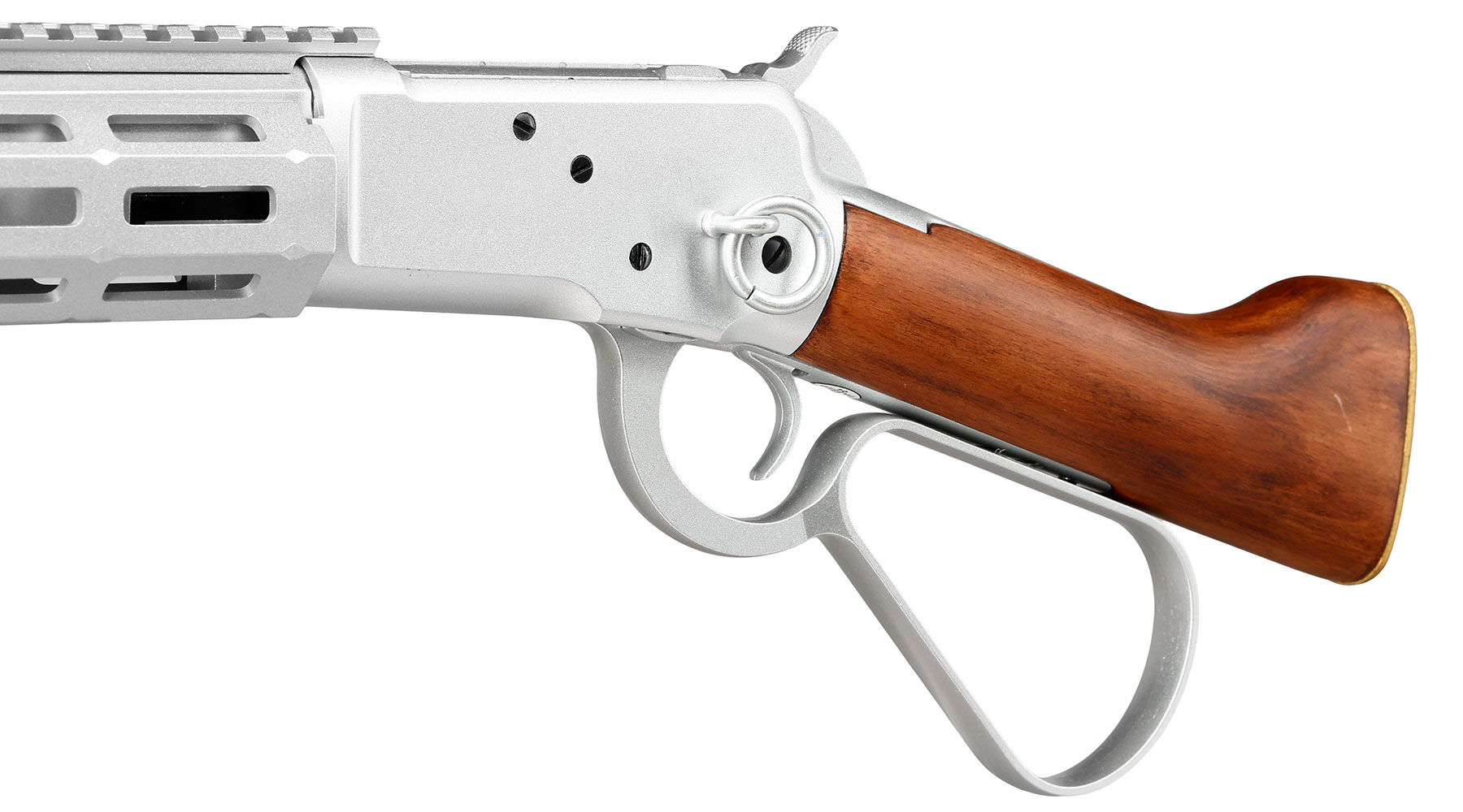 A&K M1873R Short LOCK Unterhebelrepetiergewehr Gas-Bolt-Action 6mm BB silber - Echtholz Version Bild 8