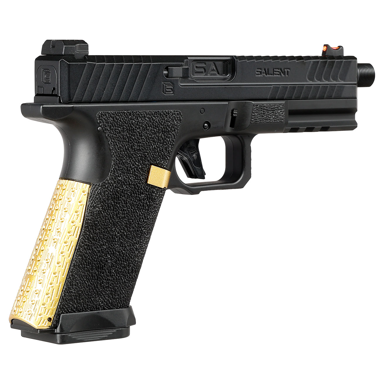 EMG / Salient Arms Int. BLU mit Metallschlitten Komplettset AEP 6mm BB schwarz / gold - MosFet / LiPo Version Bild 3