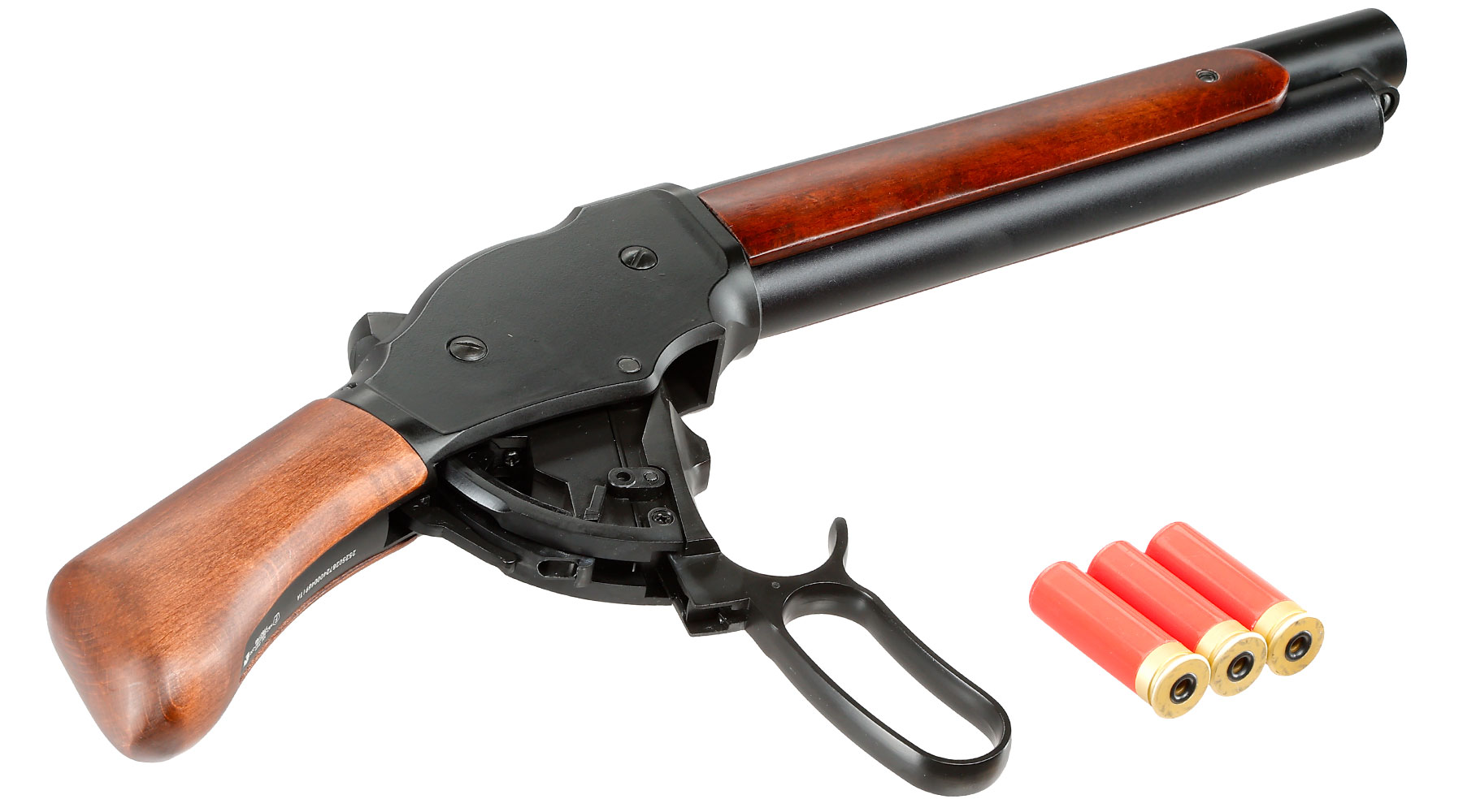 Golden Eagle M1887 Shorty Gas Lever Action mit Hlsenauswurf 6mm BB schwarz - Echtholz Version Bild 6