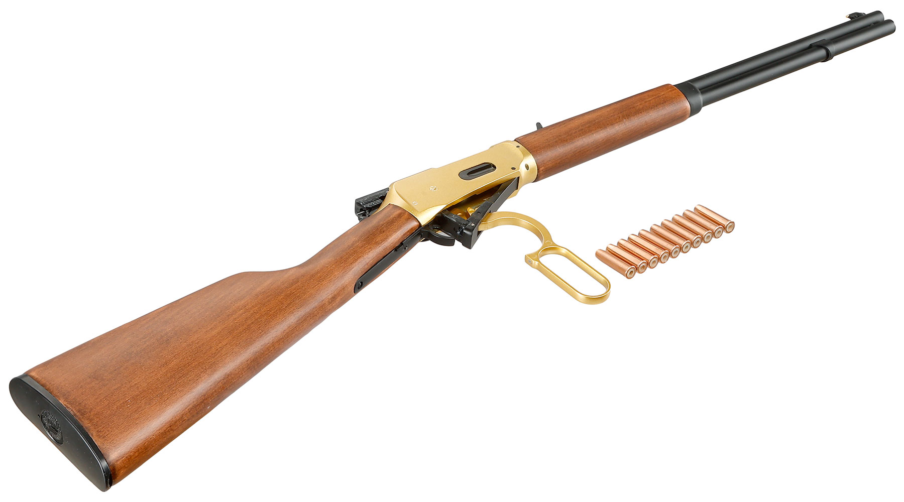 Double Bell M1894 Western Rifle mit Hlsenauswurf Vollmetall CO2 6mm BB gold - Echtholz-Version Bild 6