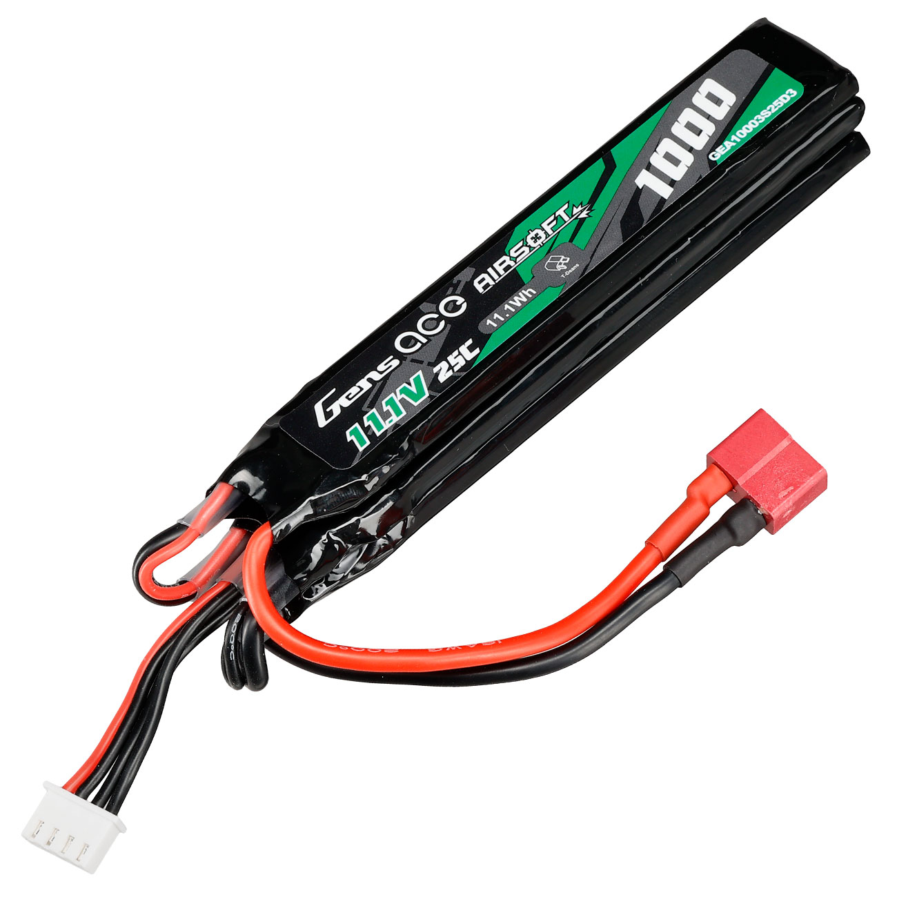 Gens Ace Airsoft LiPo Akku 7,4V 1000mAh 25C / 80C Small Tri-Panel Type m. T-Stecker Anschluss Bild 1