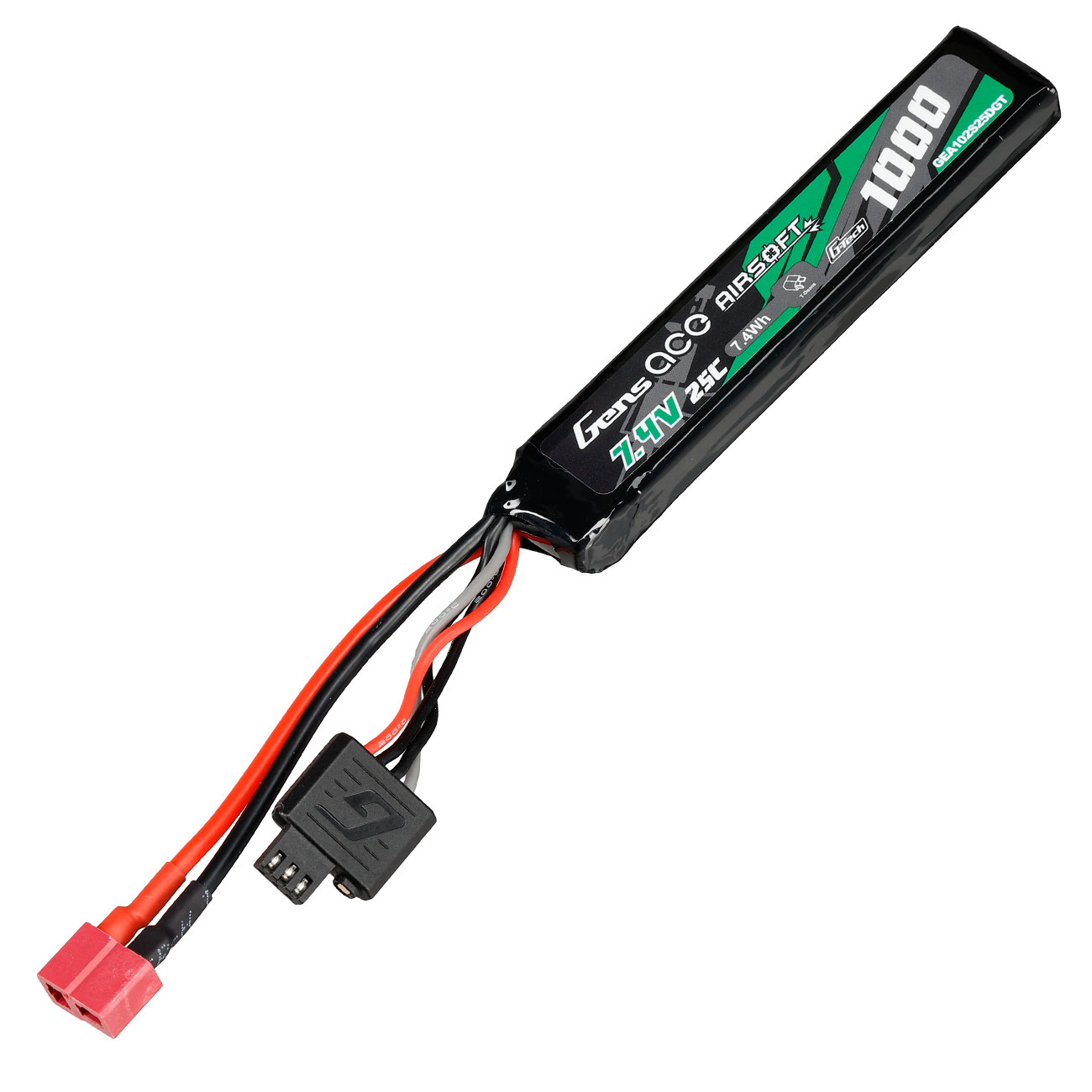 Gens Ace G-Tech Airsoft LiPo Akku 7,4V 1000mAh 25C / 80C Stock-Tube Type m. T-Stecker Anschluss Bild 1